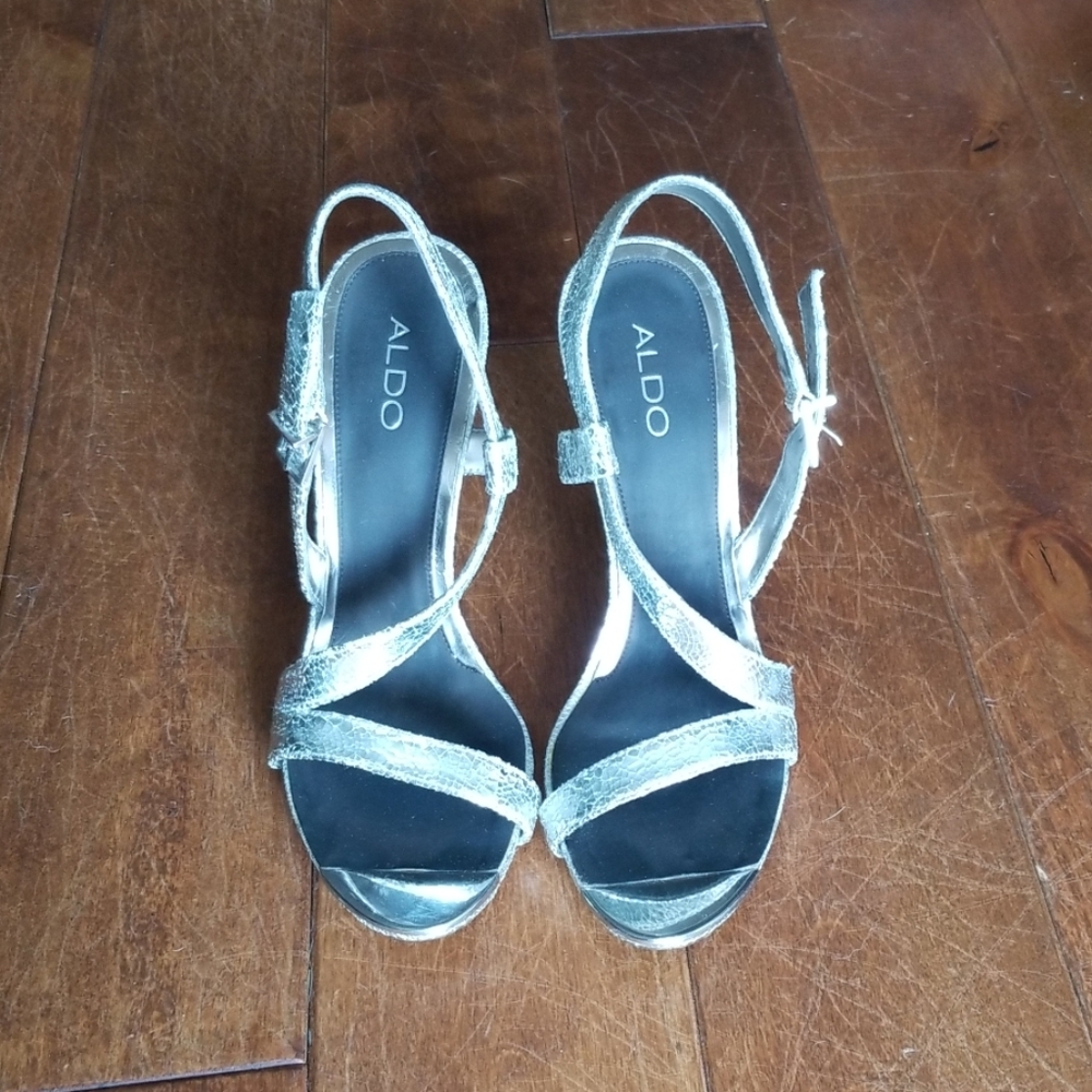 Aldo Silver Strappy Heels